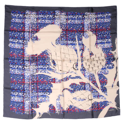Chanel Silk CC Thistle Square Scarf 2 of 5