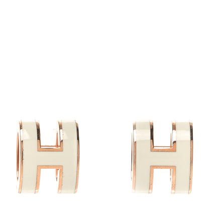 Hermes Rose Gold Lacquered Mini Pop H Earrings White 1 of 6