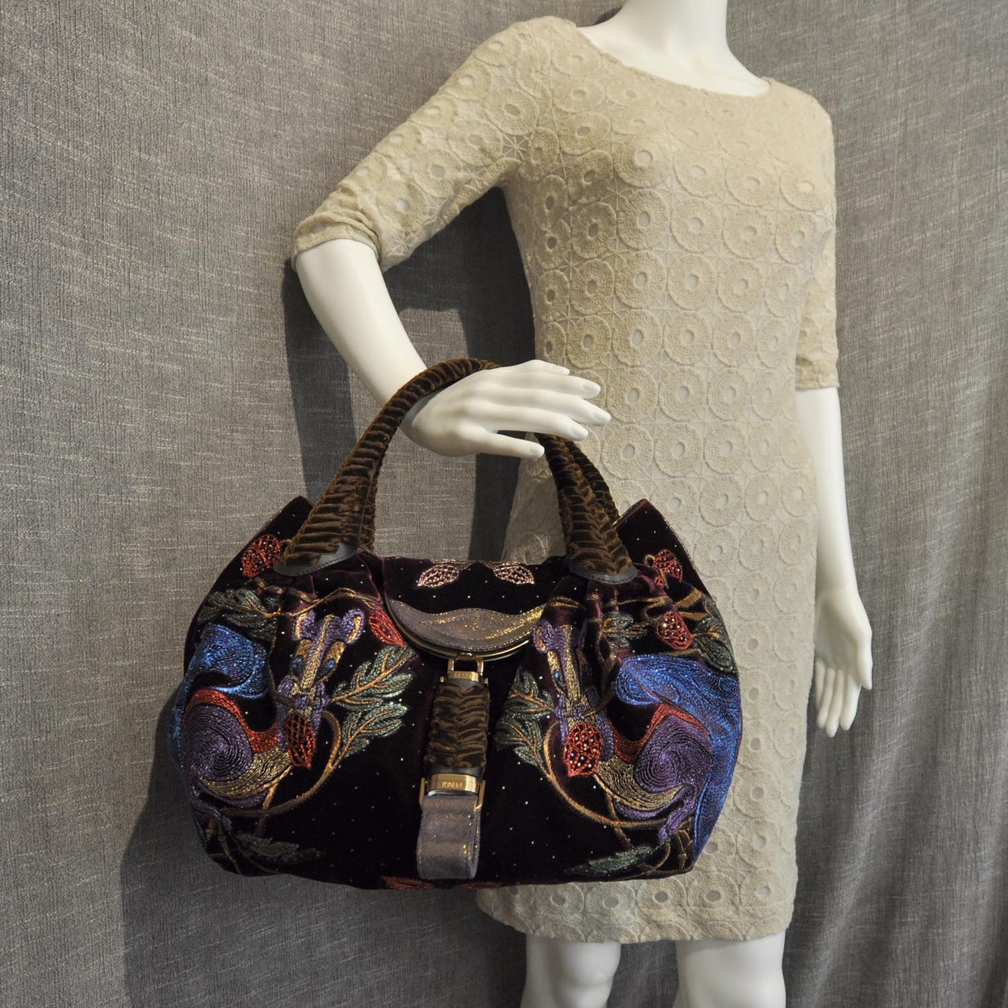 Velvet Embroidered Squirrel Spy Bordeaux