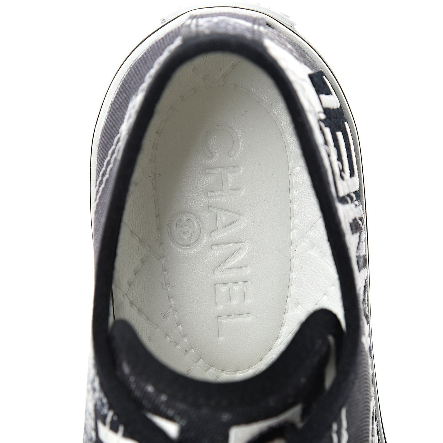 Printed Fabric Low Top Logo Sneakers 39 White Black