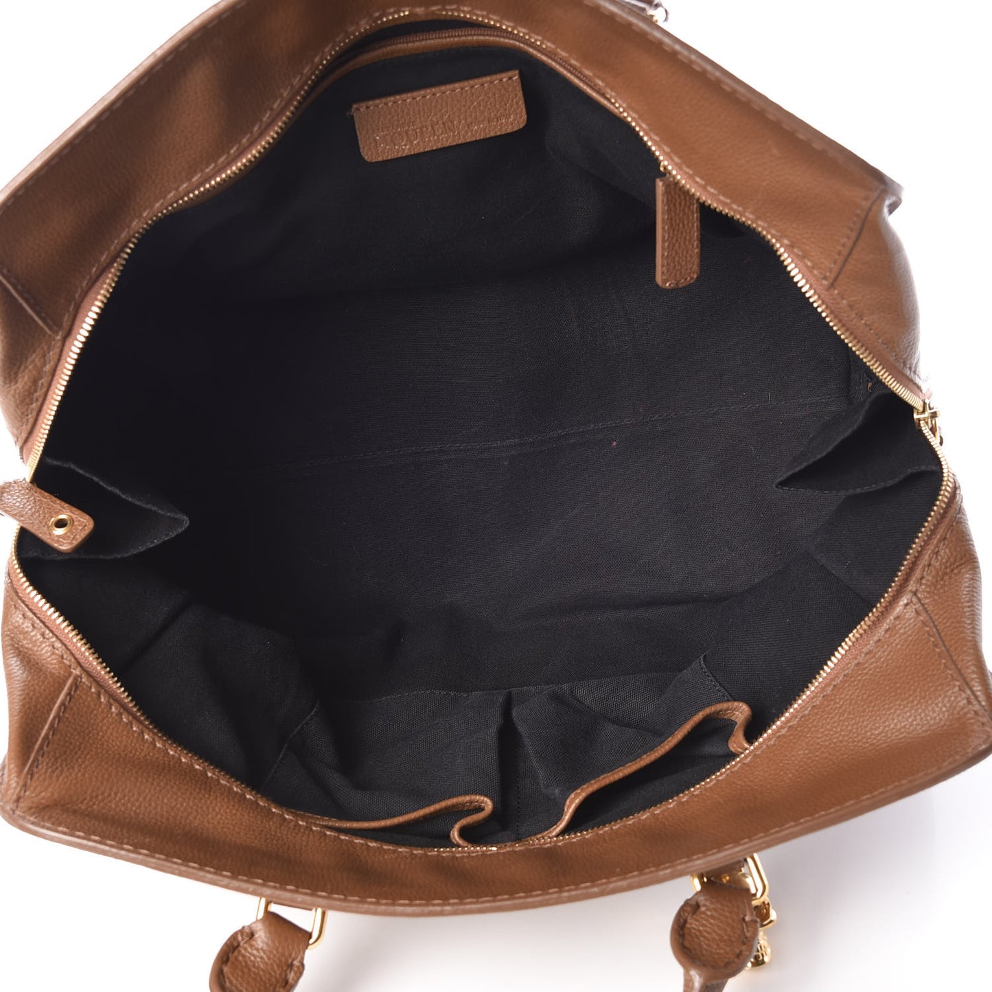 Pebbled Calfskin Large Skull Padlock Zip Around Tote Camel