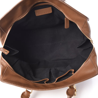 Alexander McQueen Pebbled Calfskin Large Skull Padlock Zip Around Tote Camel 5 of 20