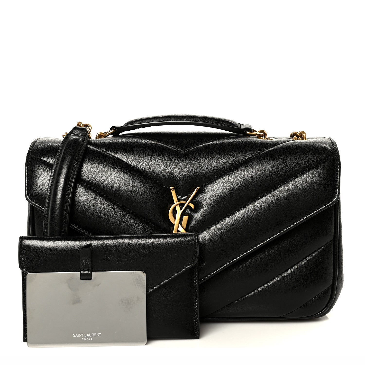 Saint Laurent Lambskin Chevron Quilted Small LouLou Black 3 of 13