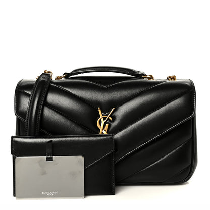 Saint Laurent Lambskin Chevron Quilted Small LouLou Black 3 of 13