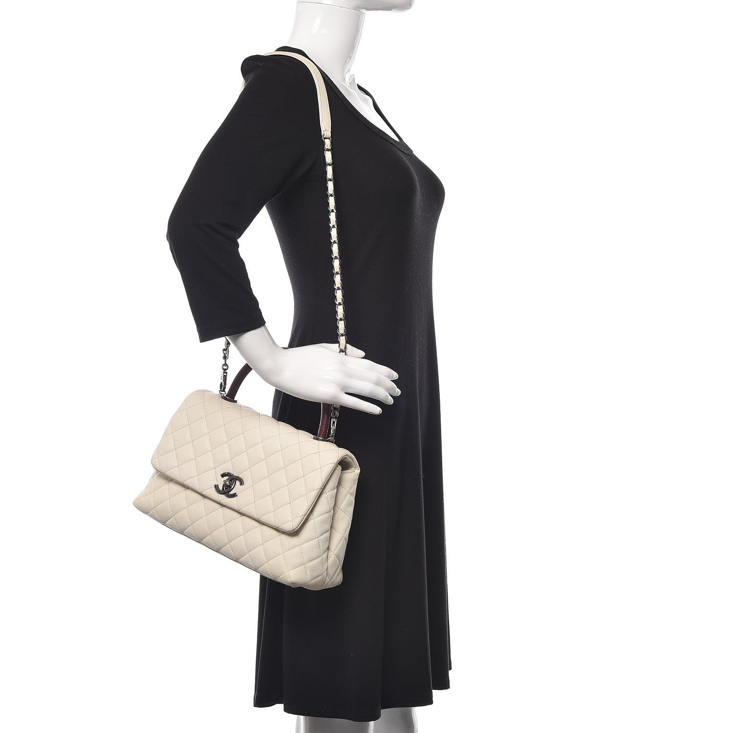 Chanel Caviar Lizard Quilted Small Coco Handle Flap Ivory 2 of 15