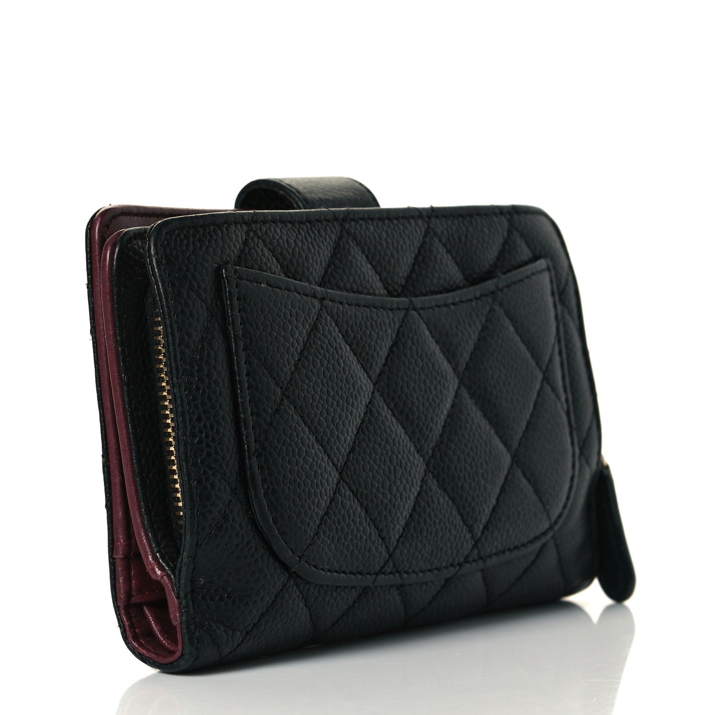 Caviar Quilted Zipped Pocket Wallet Black