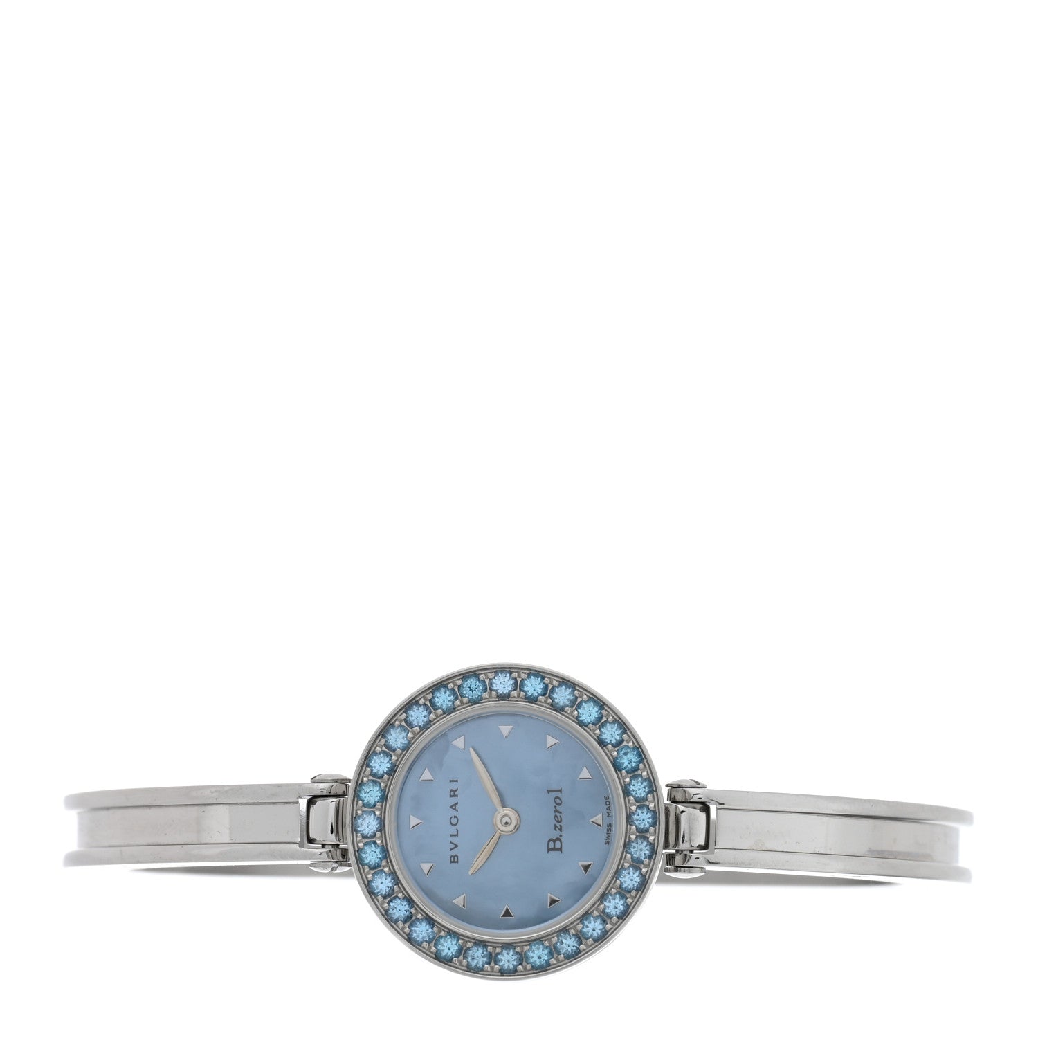 Bulgari Stainless Steel Blue Topaz Blue Mother of Pearl 22mm B.Zero1 Quartz Watch 2 of 4