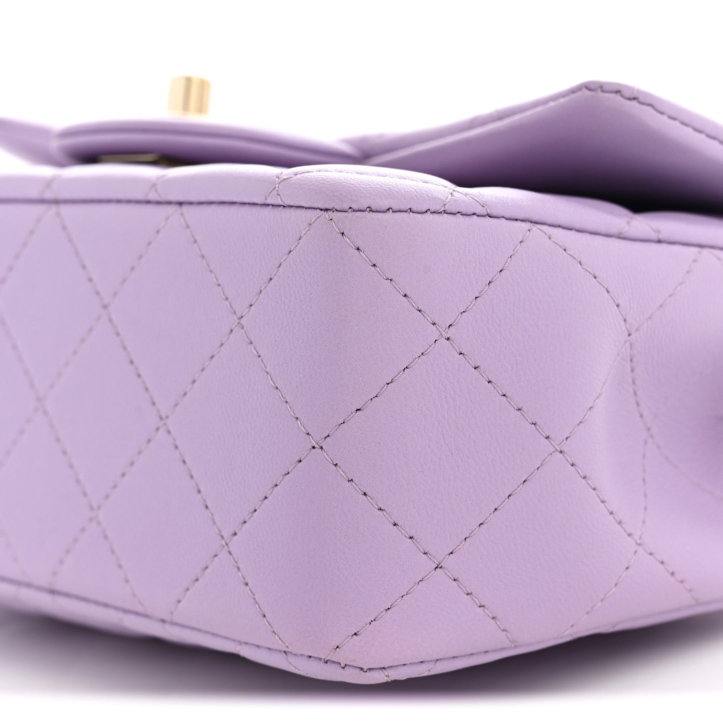 Lambskin Quilted Mini Top Handle Rectangular Flap Light Purple