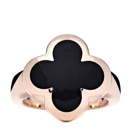 Van Cleef & Arpels 18K Yellow Gold Black Onyx Pure Alhambra Ring 48 4.5 1 of 5