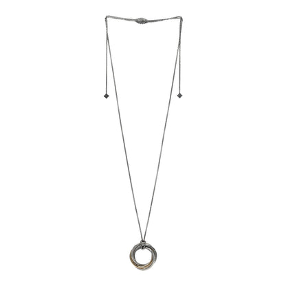 David Yurman Sterling Silver 14K Yellow Gold 37mm Crossover Pendant Necklace 3 of 4