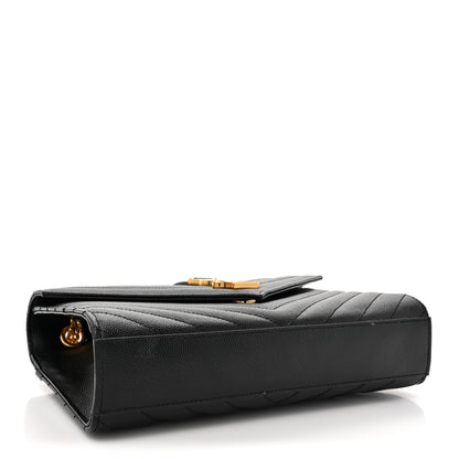 Saint Laurent Grain De Poudre Matelasse Chevron Medium Monogram Satchel Black 4 of 14