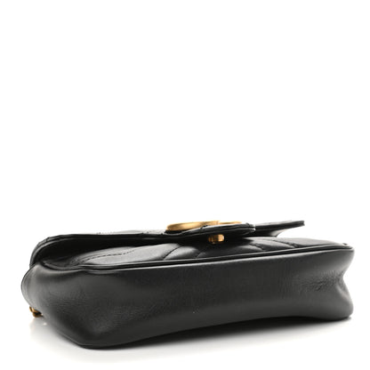 Gucci Calfskin Matelasse Super Mini GG Marmont Shoulder Bag Black 4 of 10