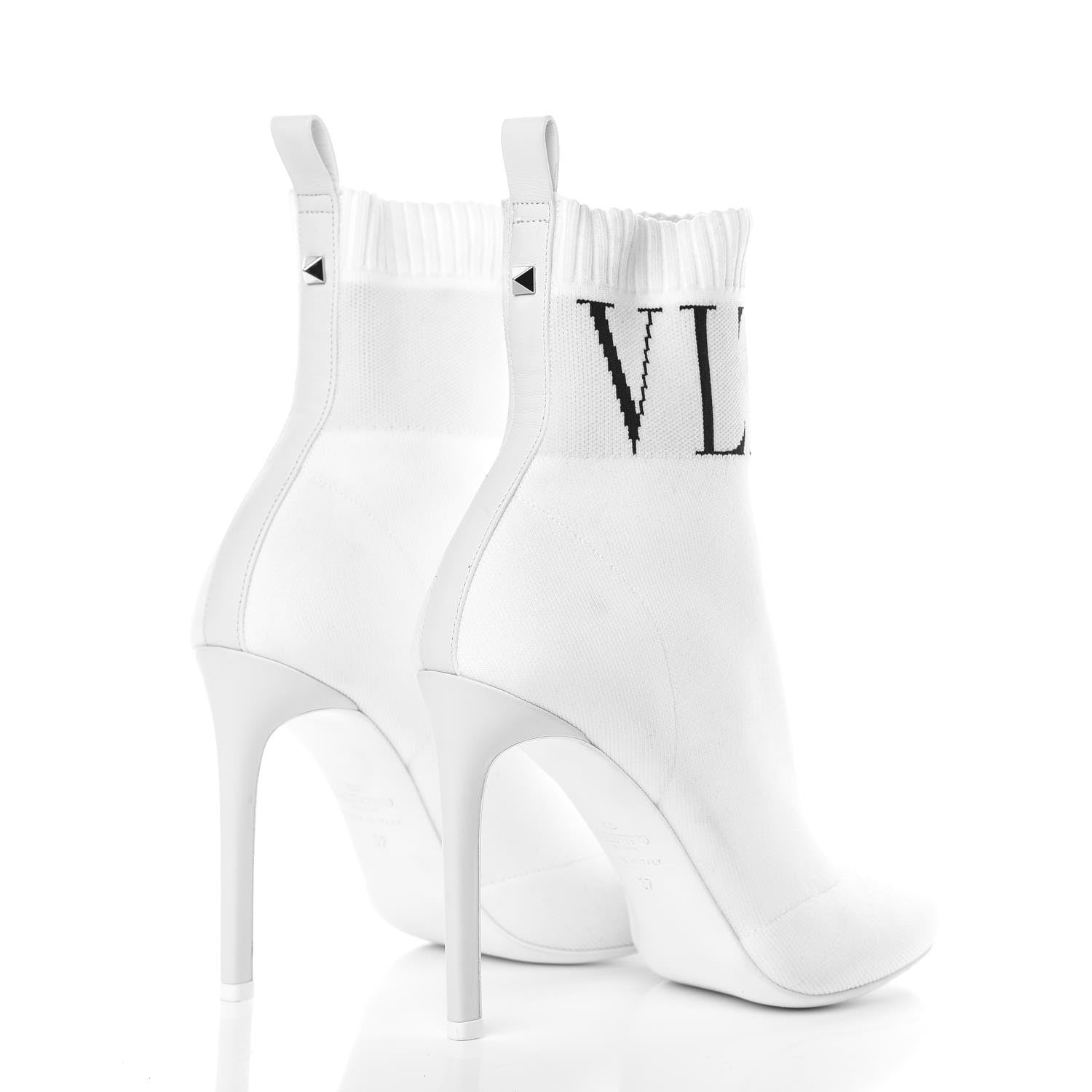 Valentino Garavani Body Tech Knit Sock Boots 37 White 4 of 11