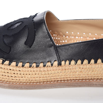 Chanel Lambskin Grosgrain CC Espadrilles 39 Black 10 of 14