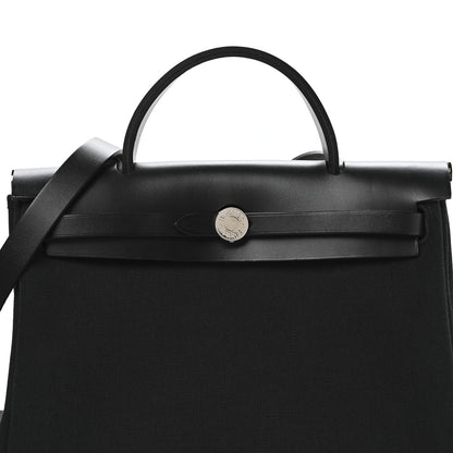 Hermes Military Toile Vache Hunter Herbag Zip Retourne 31 PM Black 9 of 11