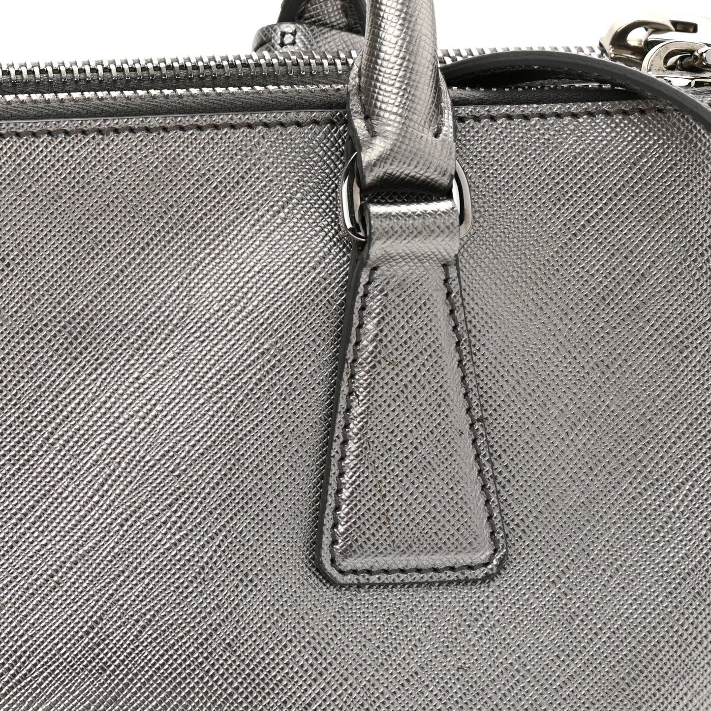 Metallic Saffiano Small Galleria Double Zip Tote Cromo