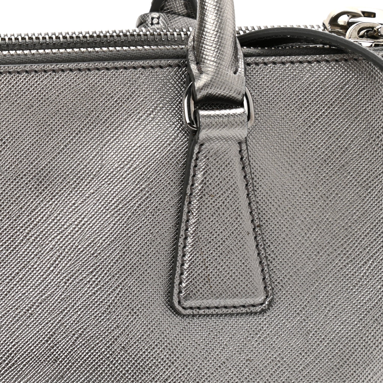 Prada Metallic Saffiano Small Galleria Double Zip Tote Cromo 11 of 12