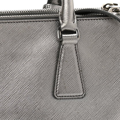 Prada Metallic Saffiano Small Galleria Double Zip Tote Cromo 11 of 12