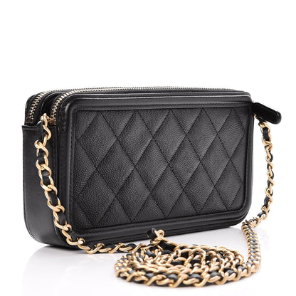 Chanel Caviar Quilted CC Filigree Clutch With Chain Black 3 of 11