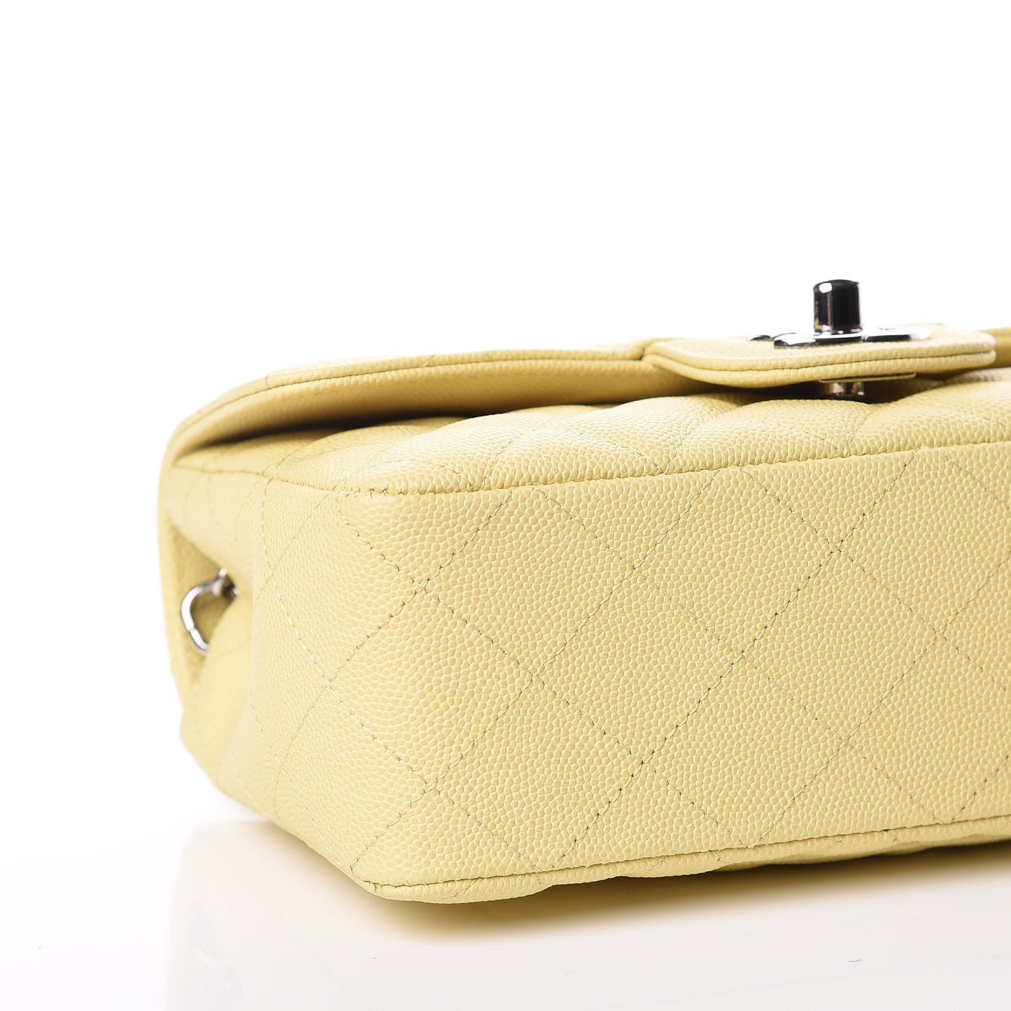 Caviar Quilted Mini Rectangular Flap Light Yellow