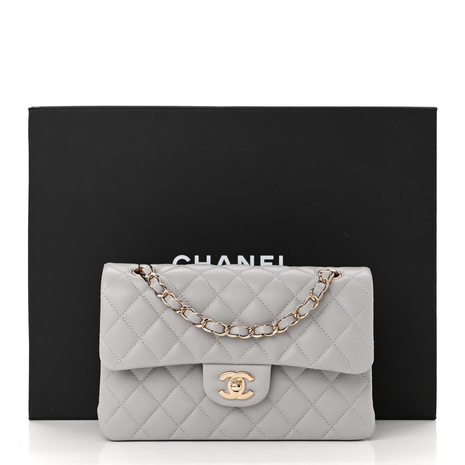Chanel Caviar Quilted Small Double Flap Grey 11 of 11