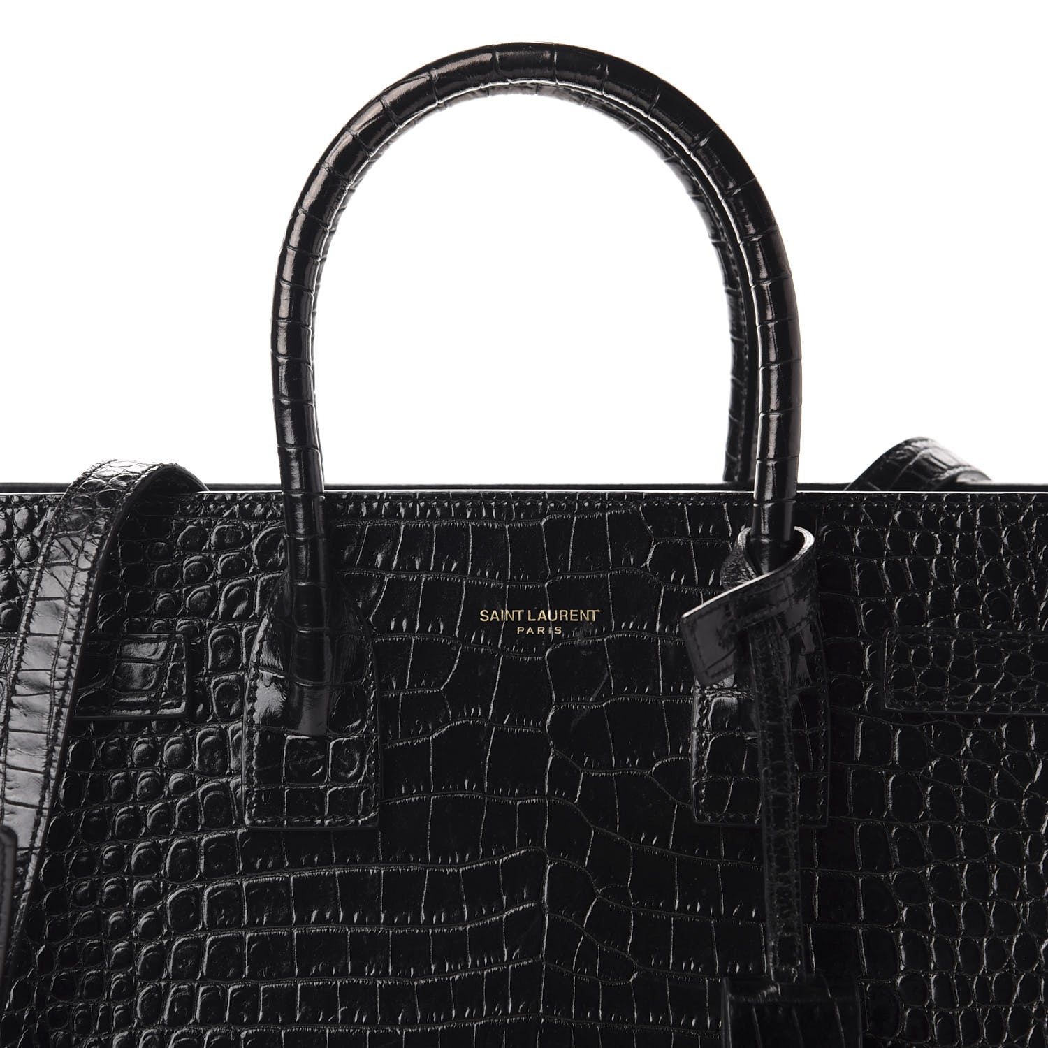 Saint Laurent Calfskin Crocodile Embossed Baby Sac De Jour Black 9 of 9