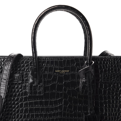 Saint Laurent Calfskin Crocodile Embossed Baby Sac De Jour Black 9 of 9