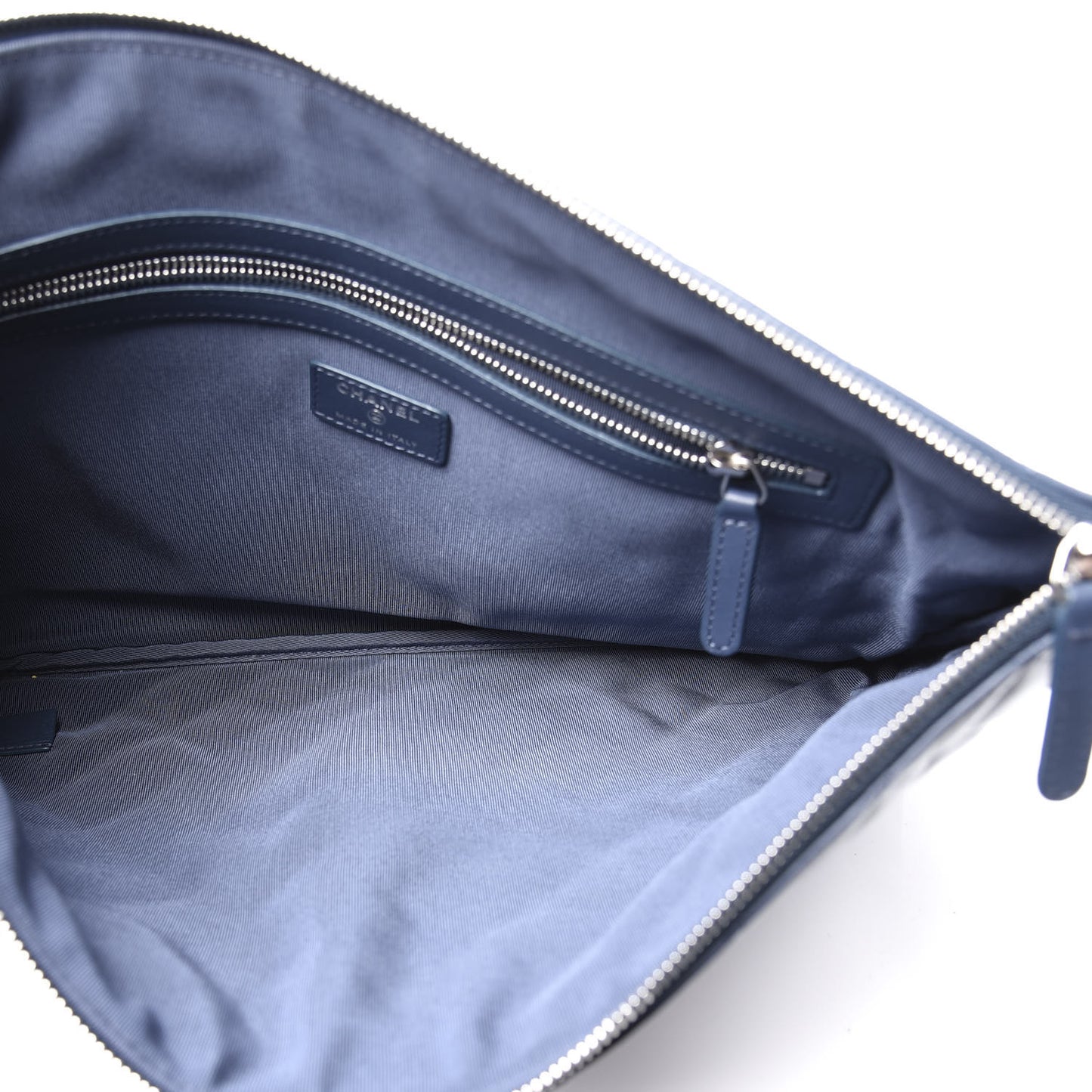 Lambskin Quilted Large Cosmetic Case Navy