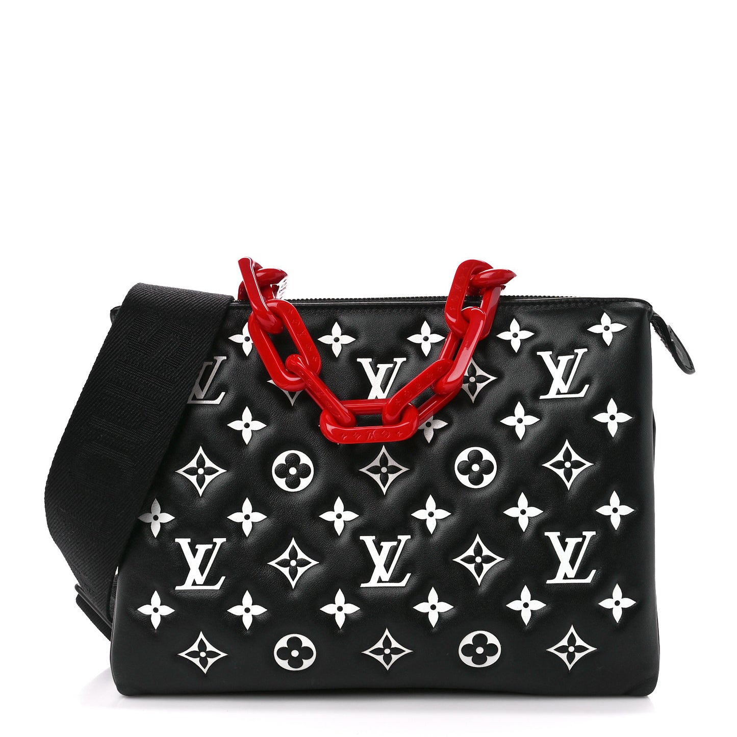 Lambskin Embossed Monogram Coussin PM Black White