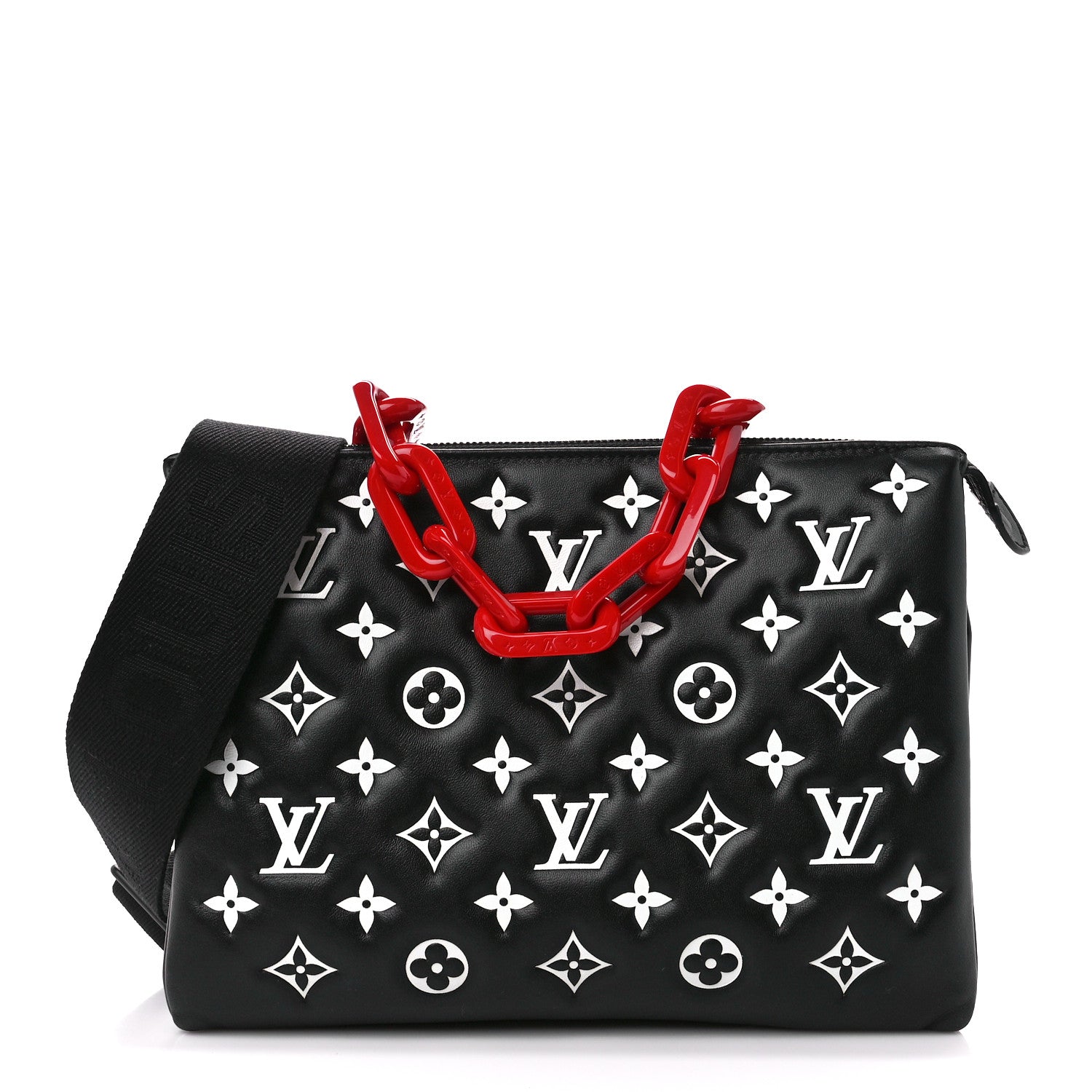 Louis Vuitton Lambskin Embossed Monogram Coussin PM Black White 1 of 11