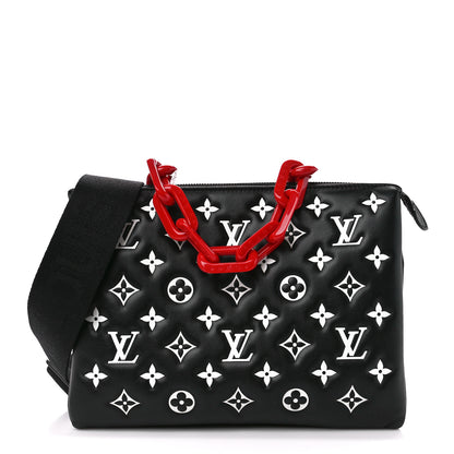 Louis Vuitton Lambskin Embossed Monogram Coussin PM Black White 1 of 11