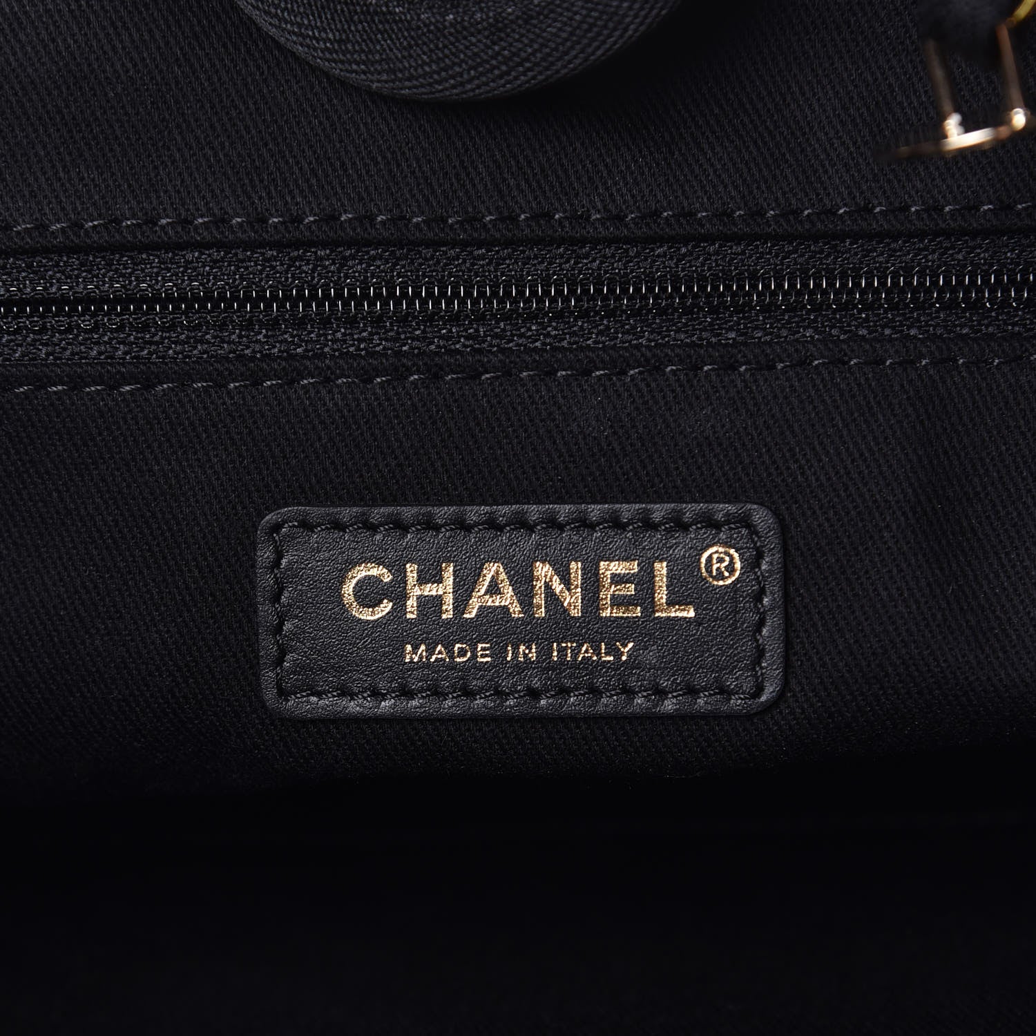 Chanel Woven Straw Raffia Small Deauville Tote Black 6 of 10