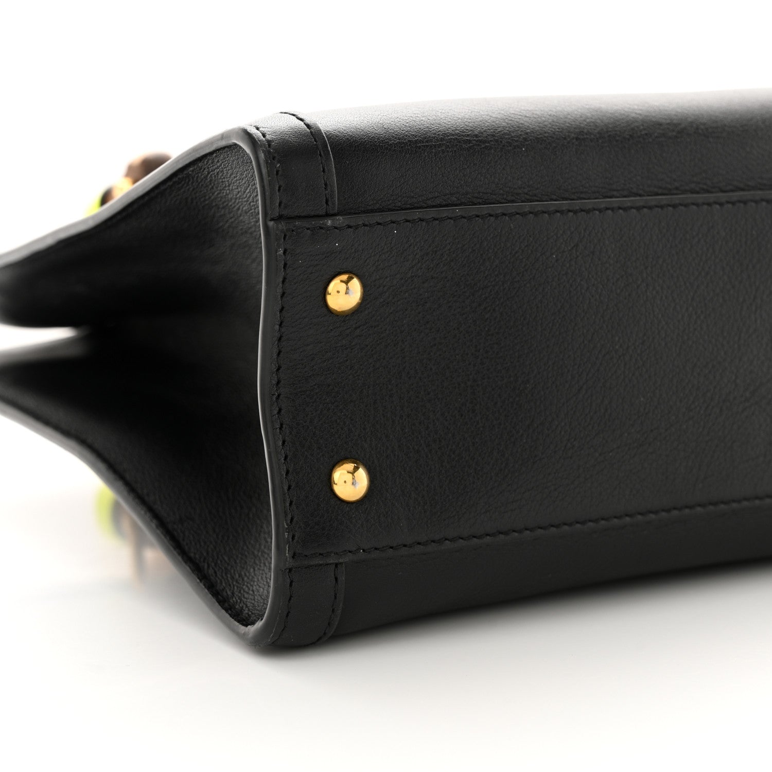 Gucci Calfskin Small Diana Tote Bag Black Yellow Fluo 9 of 15