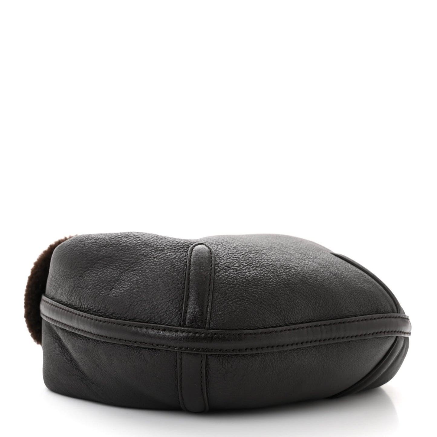 Calfskin Shearling Aviator Mini Jodie Dark Brown Fondant