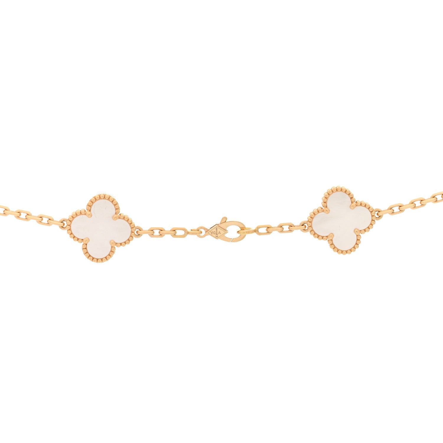 Van Cleef & Arpels 18K Yellow Gold Mother of Pearl 20 Motifs Vintage Alhambra Necklace 4 of 5