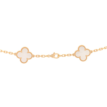 Van Cleef & Arpels 18K Yellow Gold Mother of Pearl 20 Motifs Vintage Alhambra Necklace 4 of 5