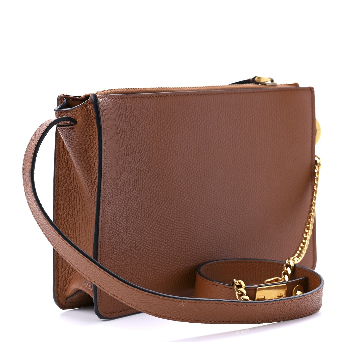 Grainy Calfskin VSling Pouch Saddle Brown