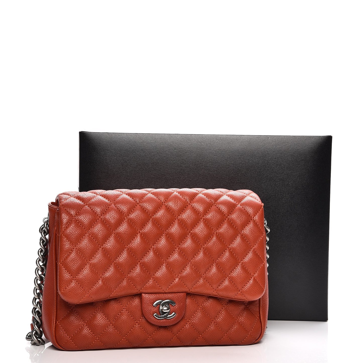 Caviar Quilted Medium Rock In Rome Single Flap Dark Red