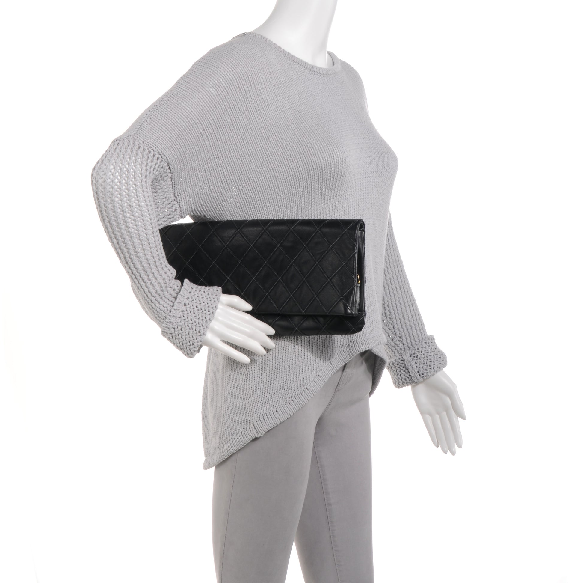 Chanel Calfskin Stitched Thin City Clutch Black 2 of 8