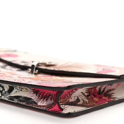 Salvatore Ferragamo Calfskin Floral Print Clutch White Multicolor 9 of 9