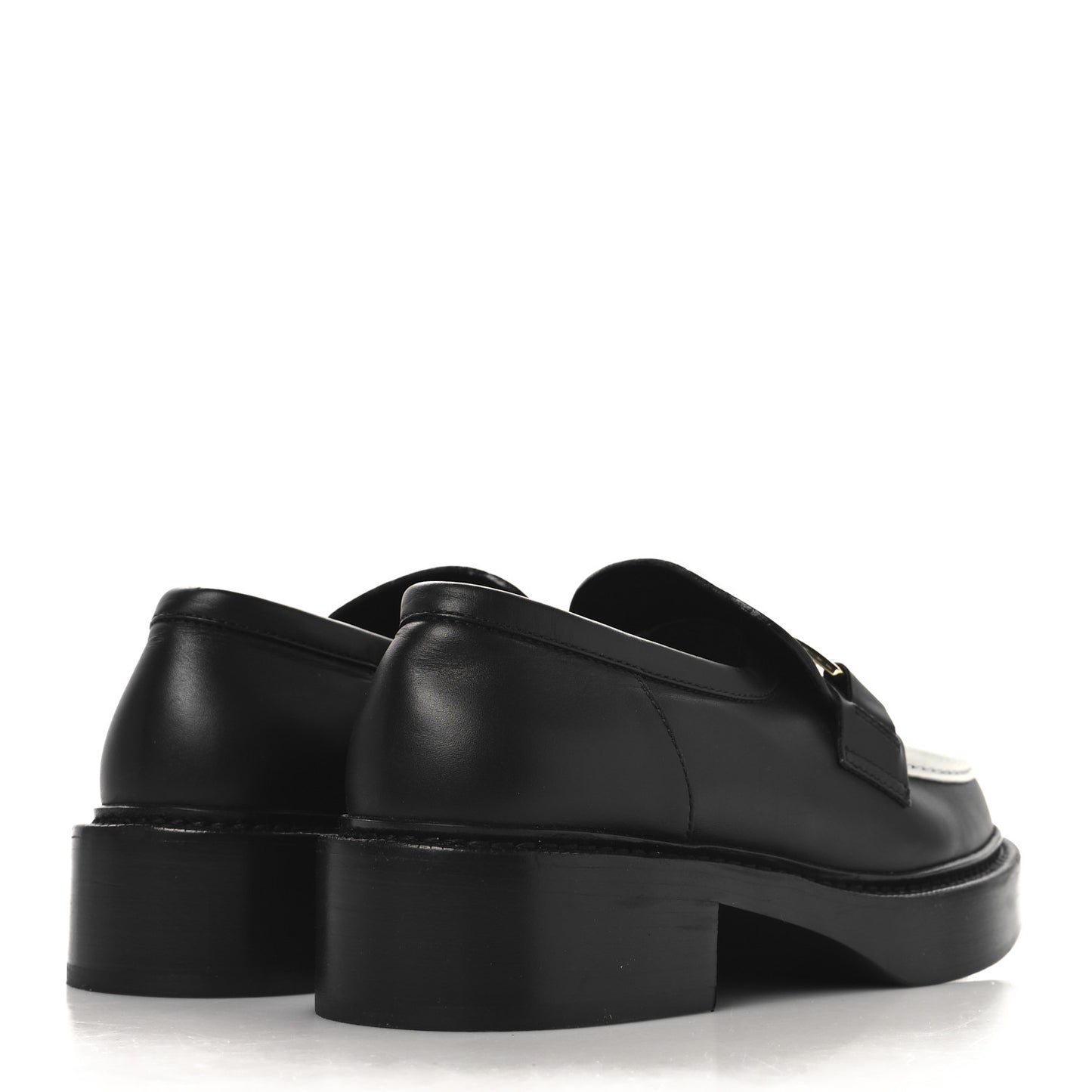 Calfskin Academy Loafers 38 Black White