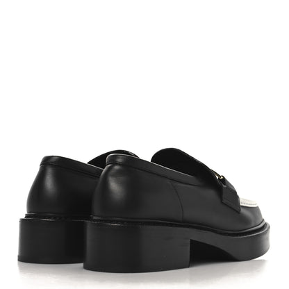 Louis Vuitton Calfskin Academy Loafers 38 Black White 5 of 9