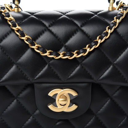 Chanel Lambskin Quilted Mini Top Handle Rectangular Flap Black 10 of 11