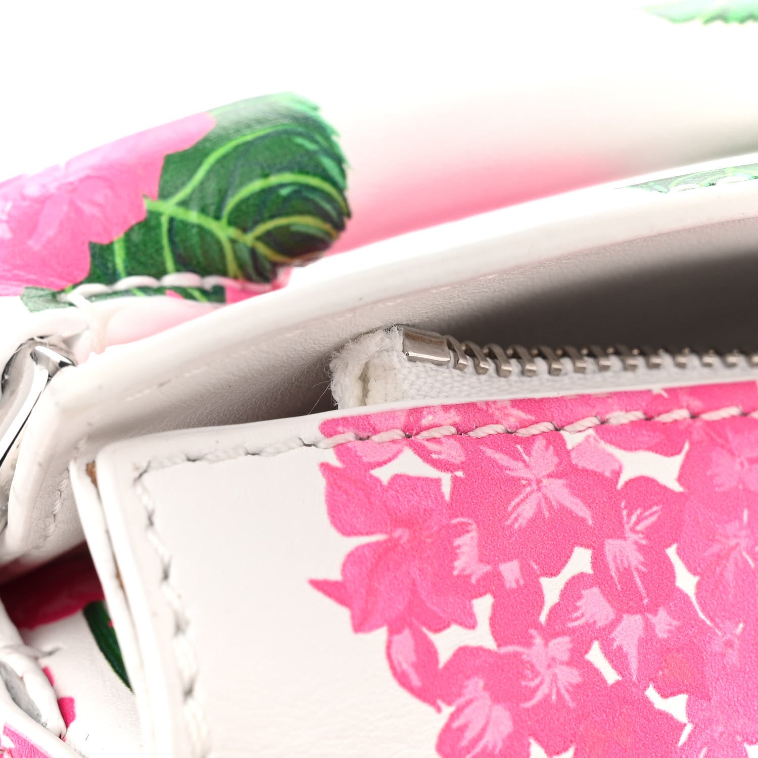 Loewe Satin Calfskin Flower Print Mini Puzzle Edge Bag White Multicolor 10 of 15