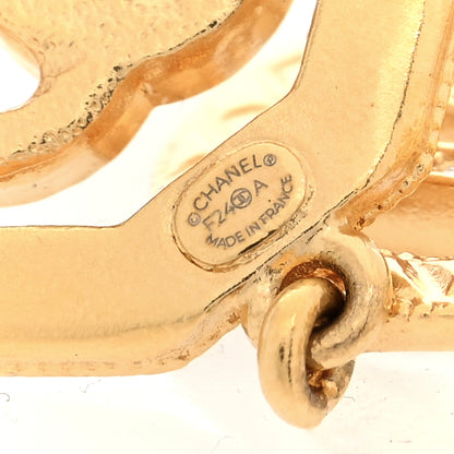 Chanel Metal Crystal Quilted CC No 5 Drop Earrings Gold 4 of 4
