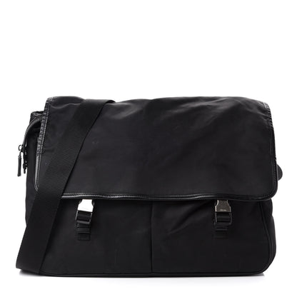 Prada Tessuto Nylon Saffiano Logo Messenger Bag Black 1 of 10