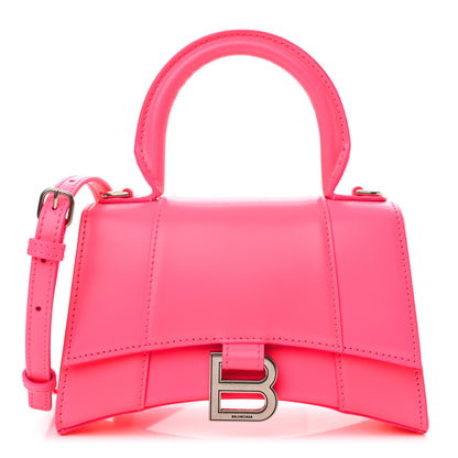 Balenciaga Shiny Box Calfskin Hourglass Top Handle Bag XS Fluo Pink 1 of 12