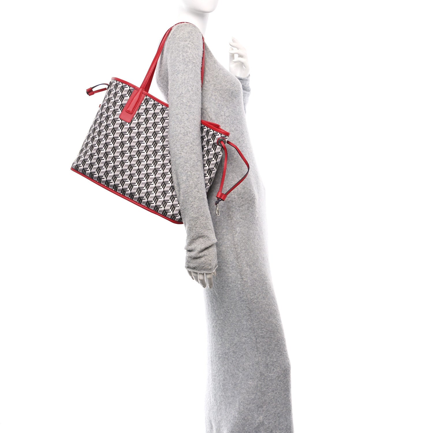 MCM Visetos Medium Liz Reversible Shopper Tote Candy Red 2 of 17