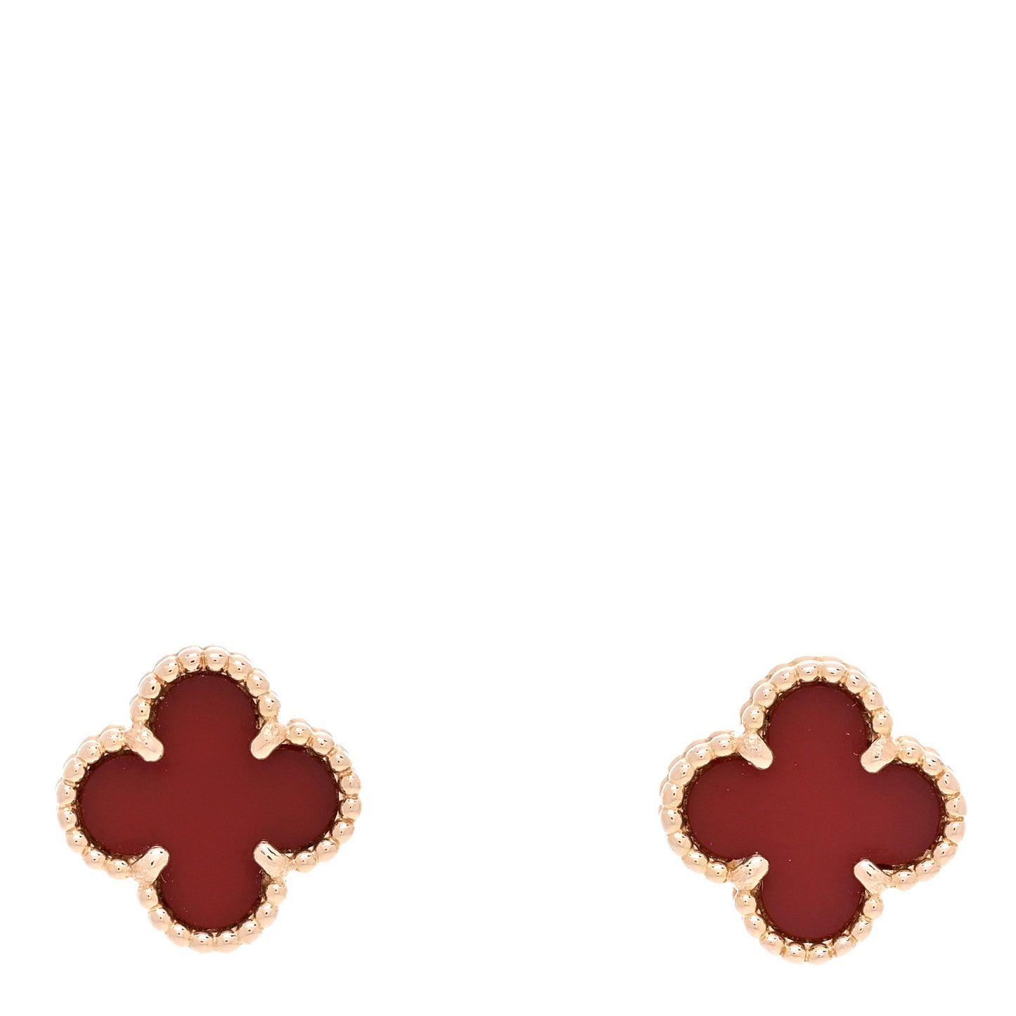18K Rose Gold Carnelian Sweet Alhambra Earrings