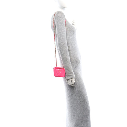 Chanel Patent Quilted Pearl Crush Mini Vanity Case With Chain Neon Pink 2 of 11